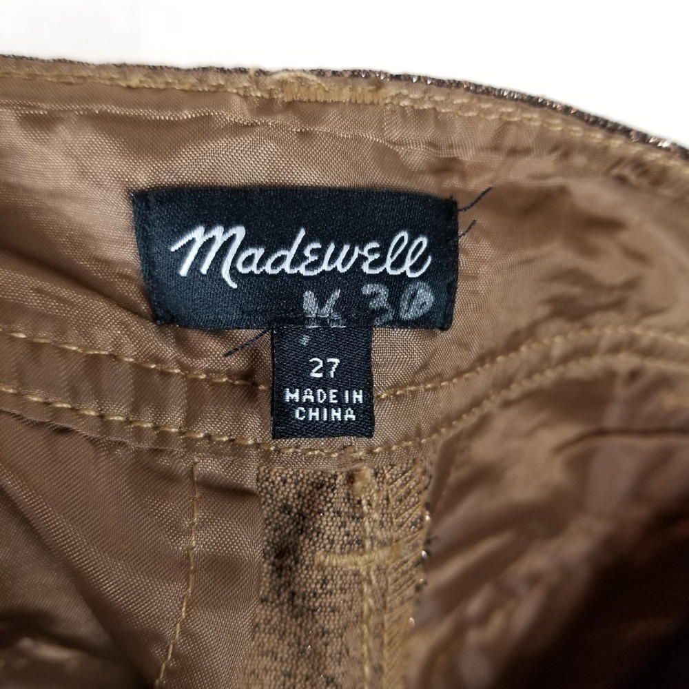 Madewell Bronze Metallic Wide Leg Crop Pants Bronze Coated High Rise Size 27 - Picture 4 of 9